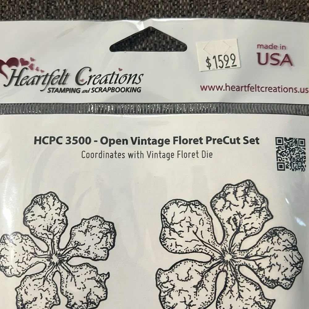 Heartfelt Creations open Vintage Floret Dies and Matching Stamp Set NWT Retired